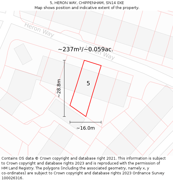 5, HERON WAY, CHIPPENHAM, SN14 0XE: Plot and title map