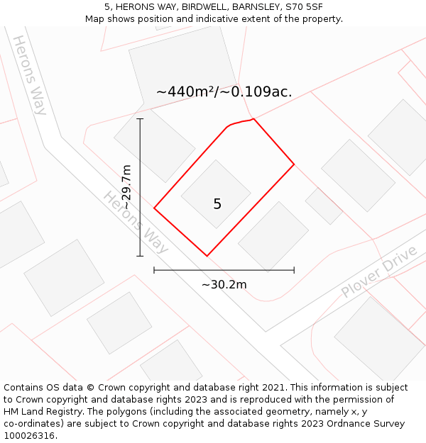 5, HERONS WAY, BIRDWELL, BARNSLEY, S70 5SF: Plot and title map