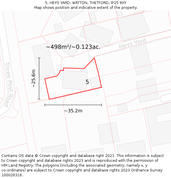 5, HEYS YARD, WATTON, THETFORD, IP25 6XY: Plot and title map