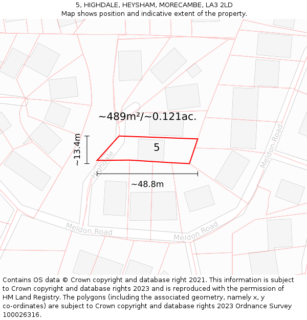 5, HIGHDALE, HEYSHAM, MORECAMBE, LA3 2LD: Plot and title map