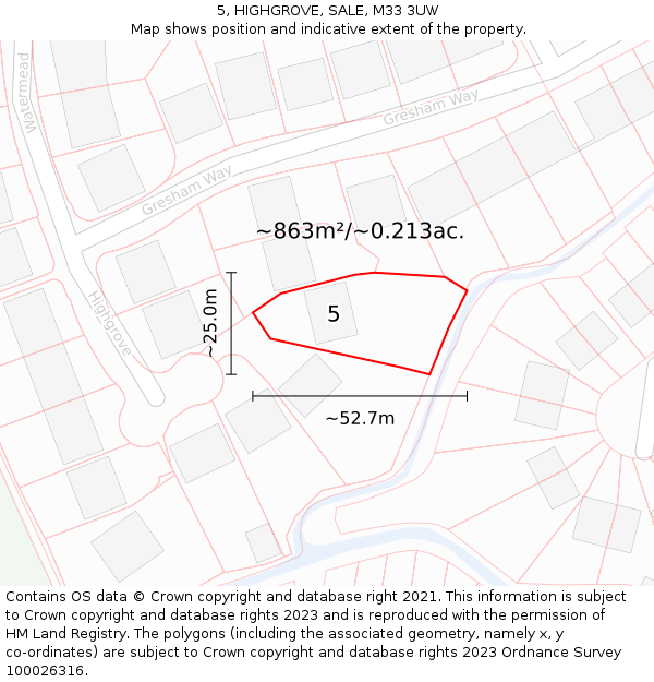 5, HIGHGROVE, SALE, M33 3UW: Plot and title map