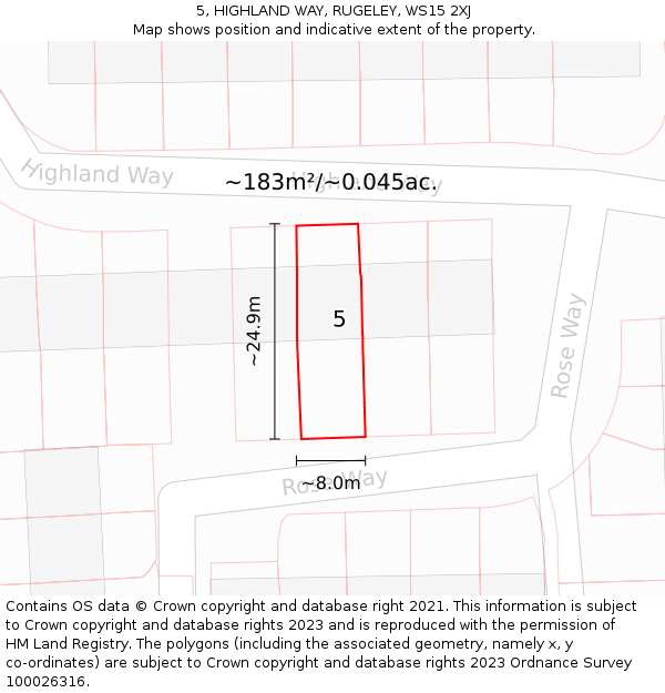 5, HIGHLAND WAY, RUGELEY, WS15 2XJ: Plot and title map