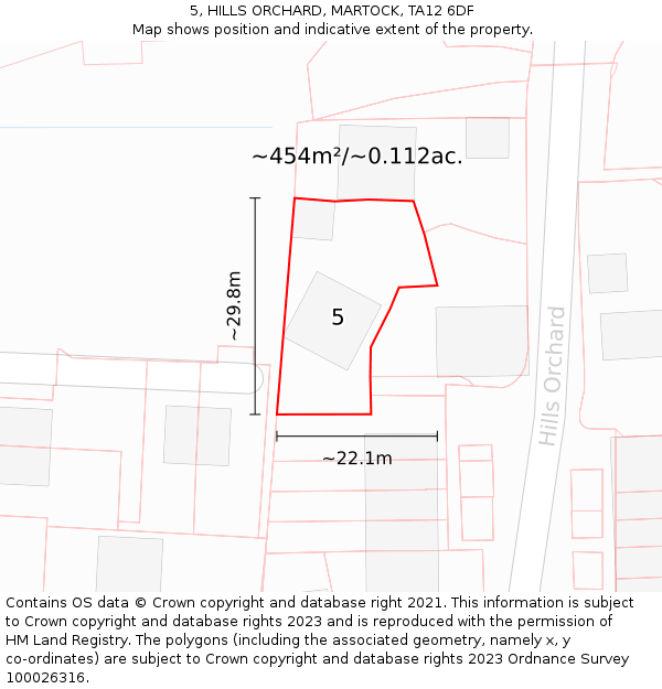 5, HILLS ORCHARD, MARTOCK, TA12 6DF: Plot and title map