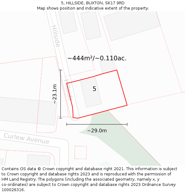 5, HILLSIDE, BUXTON, SK17 9RD: Plot and title map