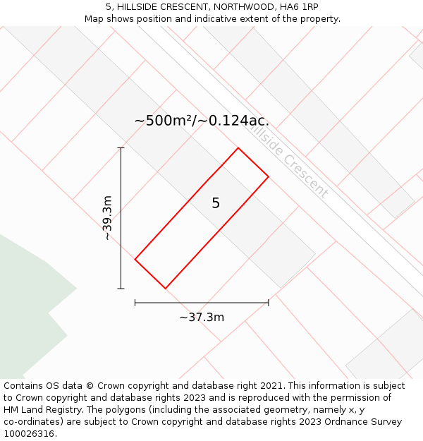 5, HILLSIDE CRESCENT, NORTHWOOD, HA6 1RP: Plot and title map