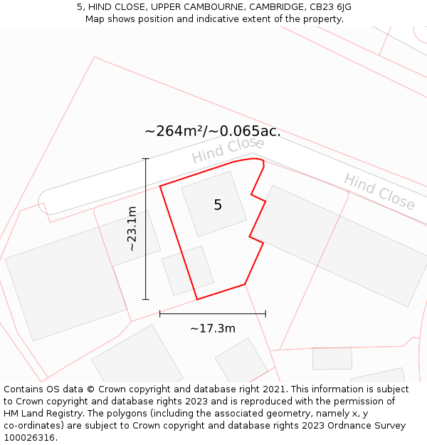 5, HIND CLOSE, UPPER CAMBOURNE, CAMBRIDGE, CB23 6JG: Plot and title map