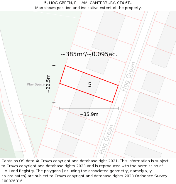 5, HOG GREEN, ELHAM, CANTERBURY, CT4 6TU: Plot and title map