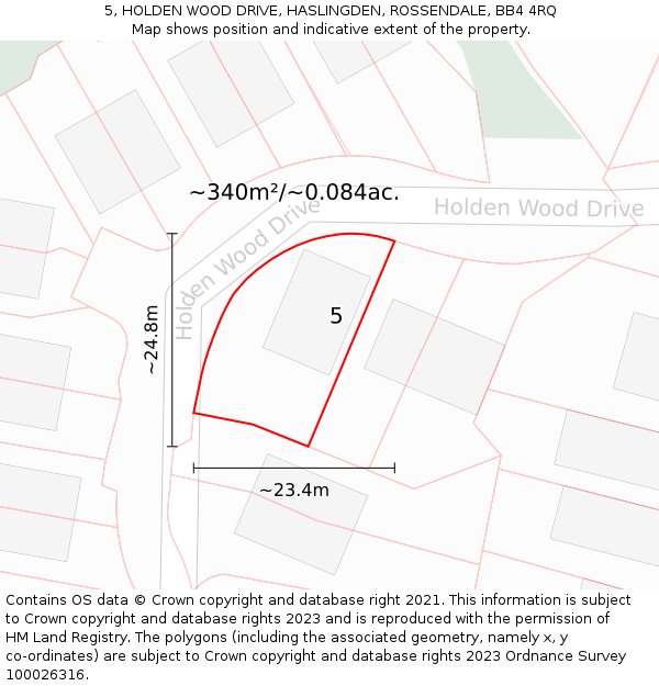 5, HOLDEN WOOD DRIVE, HASLINGDEN, ROSSENDALE, BB4 4RQ: Plot and title map