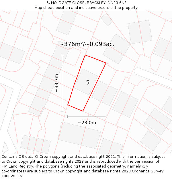 5, HOLDGATE CLOSE, BRACKLEY, NN13 6NF: Plot and title map