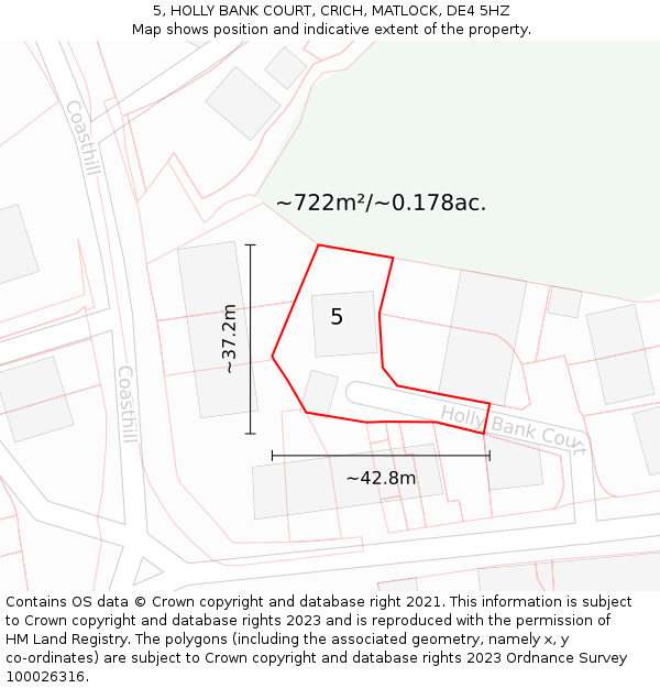 5, HOLLY BANK COURT, CRICH, MATLOCK, DE4 5HZ: Plot and title map