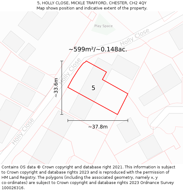5, HOLLY CLOSE, MICKLE TRAFFORD, CHESTER, CH2 4QY: Plot and title map