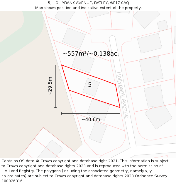 5, HOLLYBANK AVENUE, BATLEY, WF17 0AQ: Plot and title map