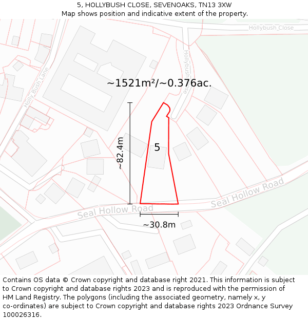 5, HOLLYBUSH CLOSE, SEVENOAKS, TN13 3XW: Plot and title map