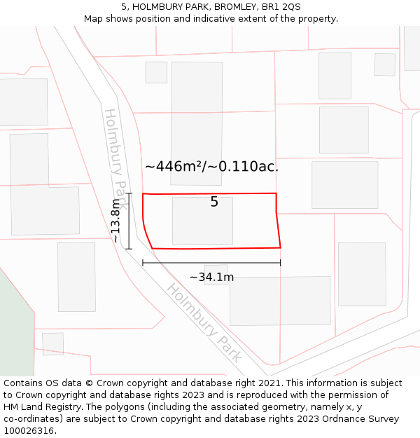 5, HOLMBURY PARK, BROMLEY, BR1 2QS: Plot and title map