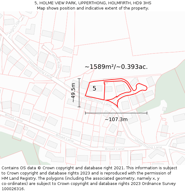 5, HOLME VIEW PARK, UPPERTHONG, HOLMFIRTH, HD9 3HS: Plot and title map
