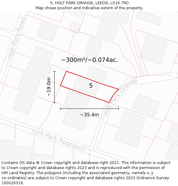 5, HOLT PARK GRANGE, LEEDS, LS16 7RD: Plot and title map