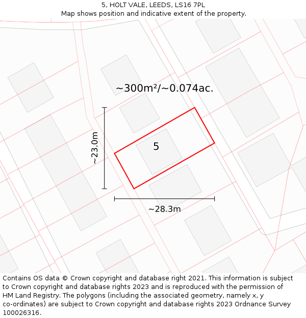 5, HOLT VALE, LEEDS, LS16 7PL: Plot and title map