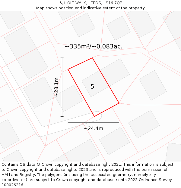 5, HOLT WALK, LEEDS, LS16 7QB: Plot and title map