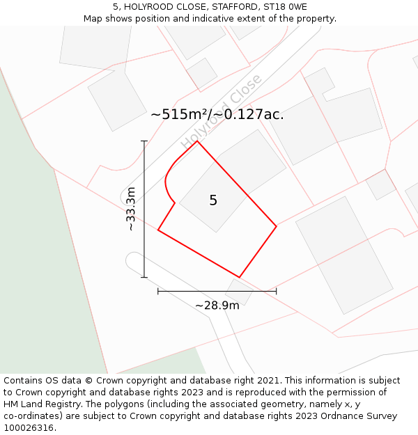 5, HOLYROOD CLOSE, STAFFORD, ST18 0WE: Plot and title map