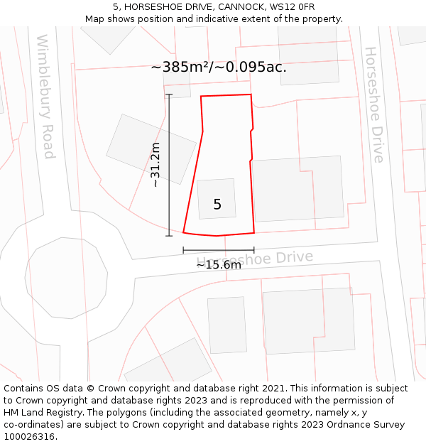 5, HORSESHOE DRIVE, CANNOCK, WS12 0FR: Plot and title map