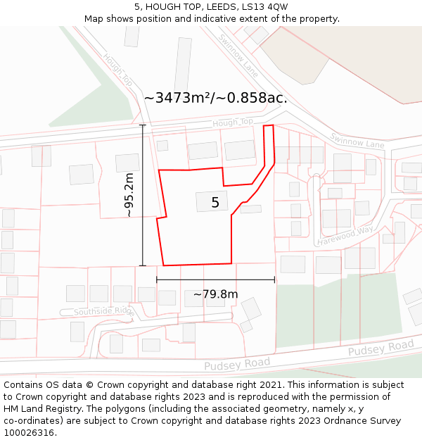 5, HOUGH TOP, LEEDS, LS13 4QW: Plot and title map