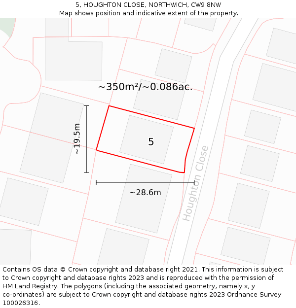 5, HOUGHTON CLOSE, NORTHWICH, CW9 8NW: Plot and title map
