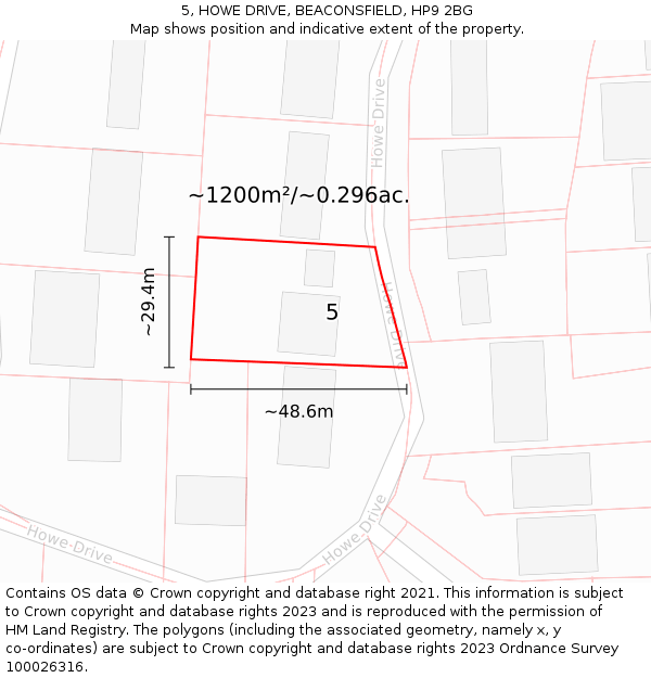 5, HOWE DRIVE, BEACONSFIELD, HP9 2BG: Plot and title map