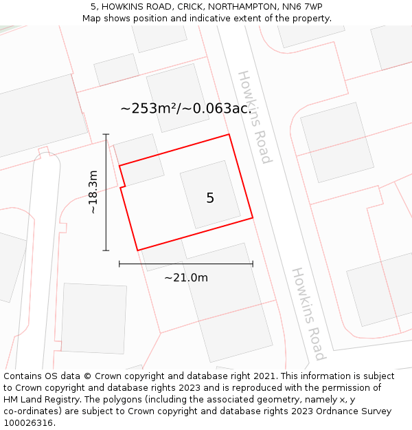 5, HOWKINS ROAD, CRICK, NORTHAMPTON, NN6 7WP: Plot and title map