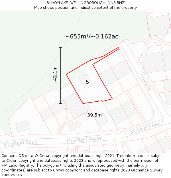 5, HOYLAKE, WELLINGBOROUGH, NN8 5NZ: Plot and title map