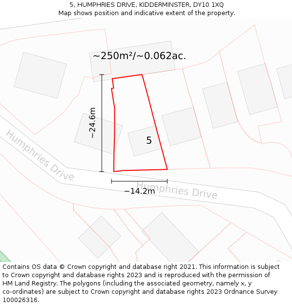 5, HUMPHRIES DRIVE, KIDDERMINSTER, DY10 1XQ: Plot and title map