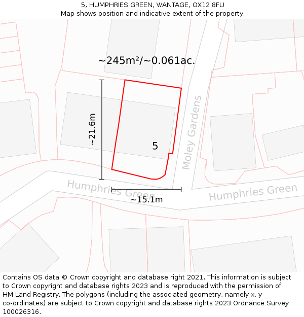 5, HUMPHRIES GREEN, WANTAGE, OX12 8FU: Plot and title map