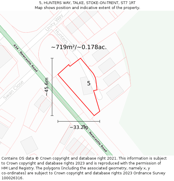 5, HUNTERS WAY, TALKE, STOKE-ON-TRENT, ST7 1RT: Plot and title map