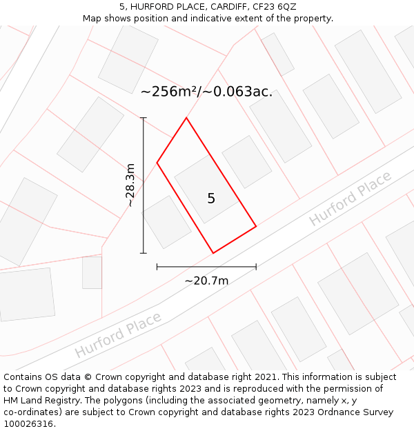 5, HURFORD PLACE, CARDIFF, CF23 6QZ: Plot and title map
