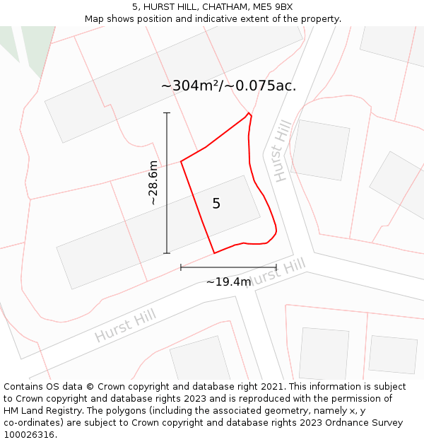 5, HURST HILL, CHATHAM, ME5 9BX: Plot and title map