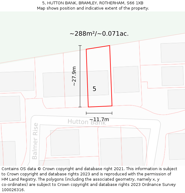 5, HUTTON BANK, BRAMLEY, ROTHERHAM, S66 1XB: Plot and title map