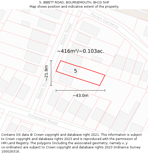 5, IBBETT ROAD, BOURNEMOUTH, BH10 5HP: Plot and title map
