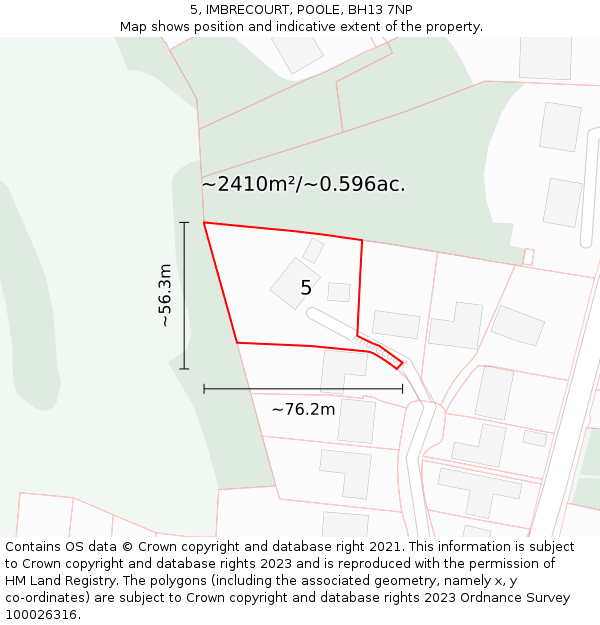 5, IMBRECOURT, POOLE, BH13 7NP: Plot and title map