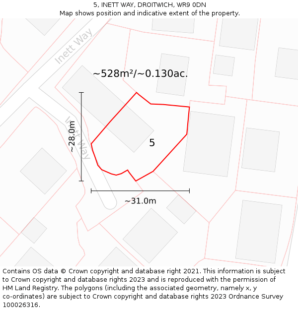 5, INETT WAY, DROITWICH, WR9 0DN: Plot and title map