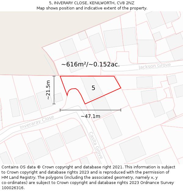 5, INVERARY CLOSE, KENILWORTH, CV8 2NZ: Plot and title map
