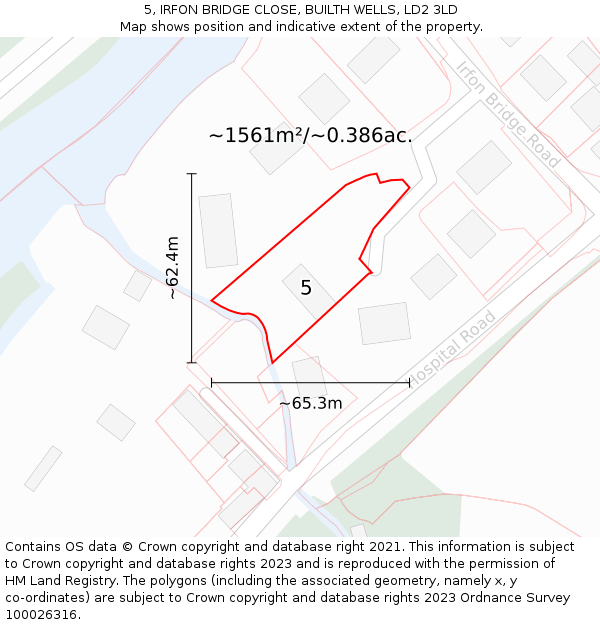 5, IRFON BRIDGE CLOSE, BUILTH WELLS, LD2 3LD: Plot and title map