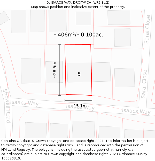 5, ISAACS WAY, DROITWICH, WR9 8UZ: Plot and title map