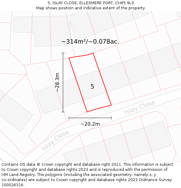 5, ISLAY CLOSE, ELLESMERE PORT, CH65 9LS: Plot and title map