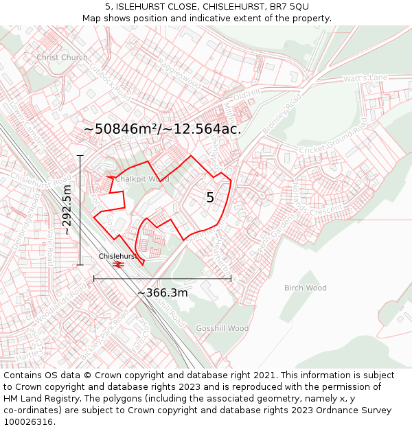 5, ISLEHURST CLOSE, CHISLEHURST, BR7 5QU: Plot and title map