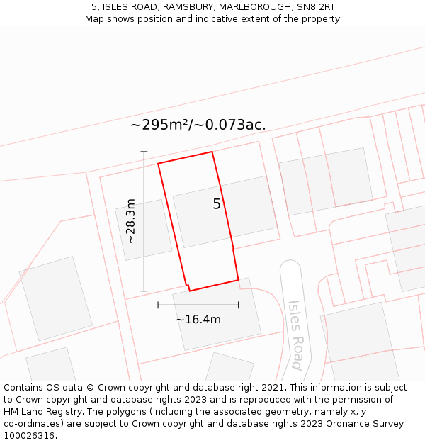5, ISLES ROAD, RAMSBURY, MARLBOROUGH, SN8 2RT: Plot and title map