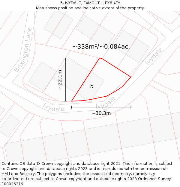 5, IVYDALE, EXMOUTH, EX8 4TA: Plot and title map