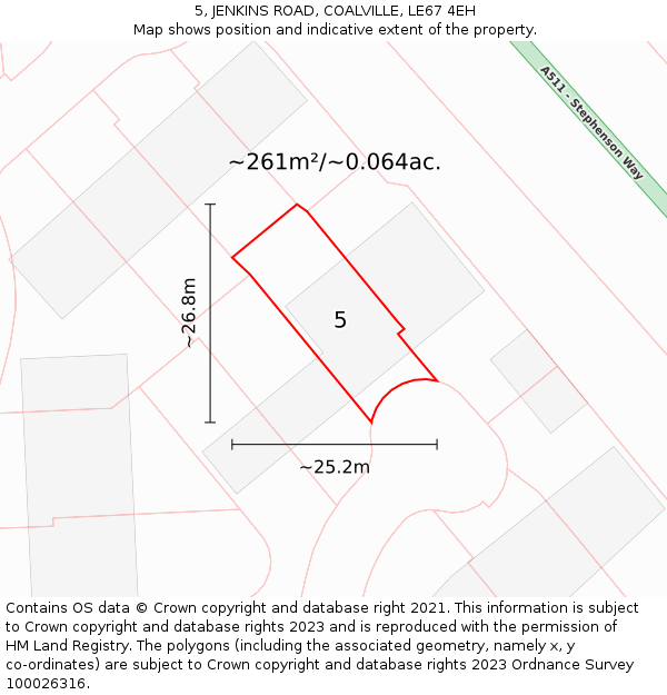 5, JENKINS ROAD, COALVILLE, LE67 4EH: Plot and title map
