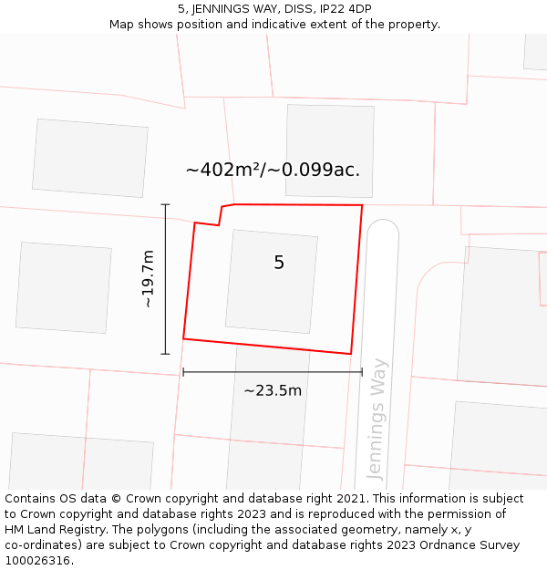 5, JENNINGS WAY, DISS, IP22 4DP: Plot and title map