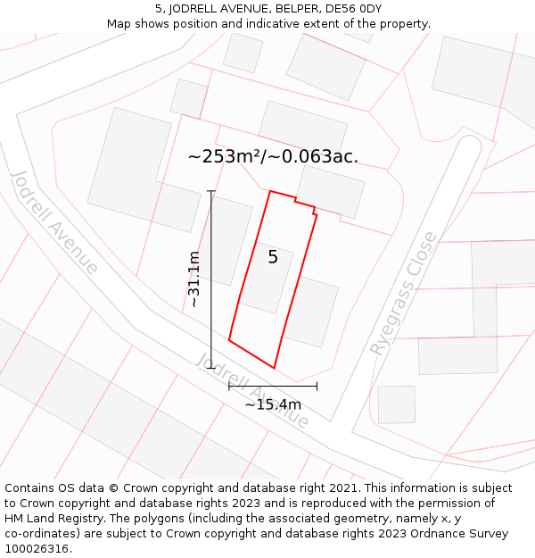 5, JODRELL AVENUE, BELPER, DE56 0DY: Plot and title map