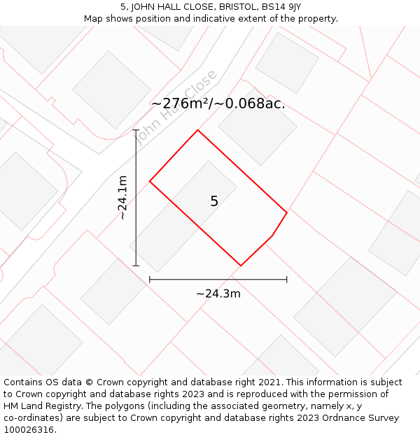 5, JOHN HALL CLOSE, BRISTOL, BS14 9JY: Plot and title map