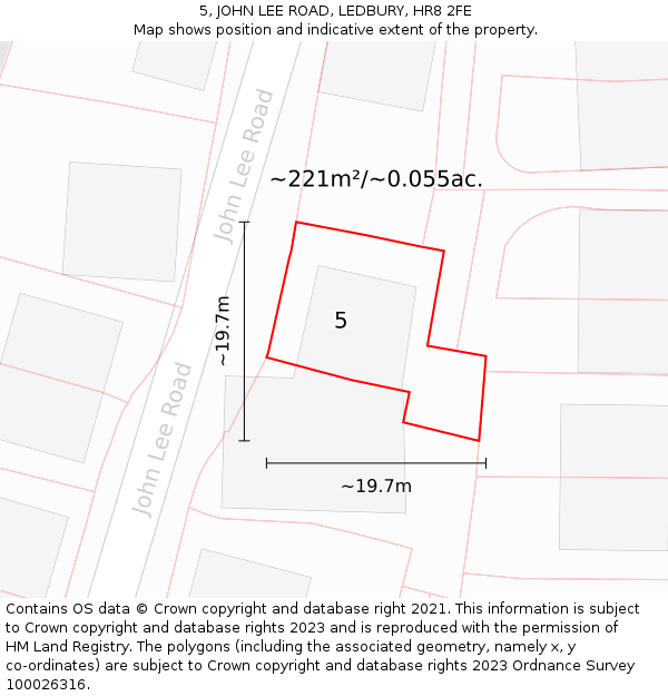 5, JOHN LEE ROAD, LEDBURY, HR8 2FE: Plot and title map